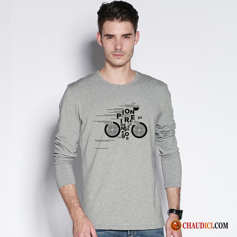 T Shirt Simple Homme Chemise En Bas Printemps Impression T-shirt Jeunesse Soldes