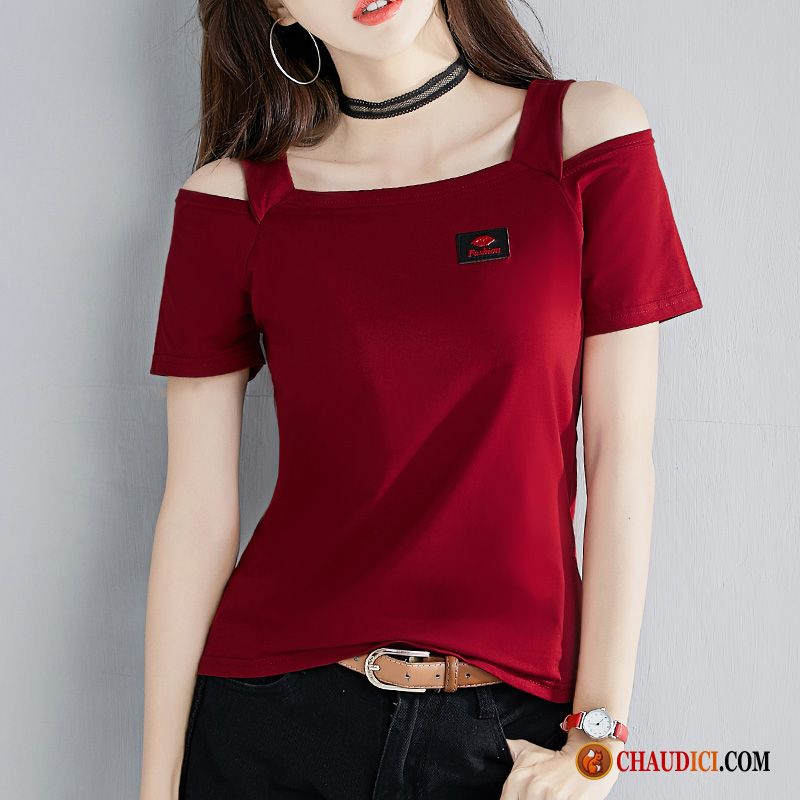 T Shirt Tendance Femme Bordeaux Une Veste Rayé Femme Étudiant Été