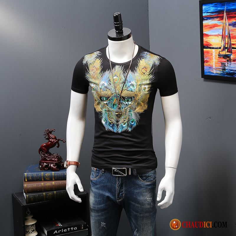 T Shirt Tunisien Homme Été Slim Col Rond Style National Chemise En Bas Pas Cher