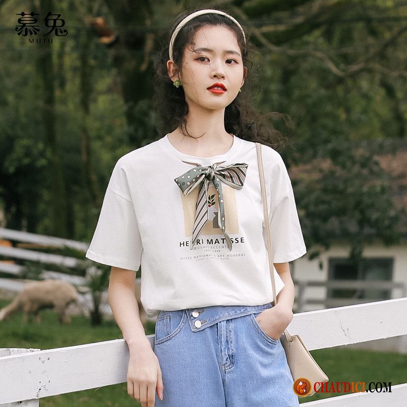 Tee Shirt Blouse Femme Tendance Femme Arc Coton Bio Baggy