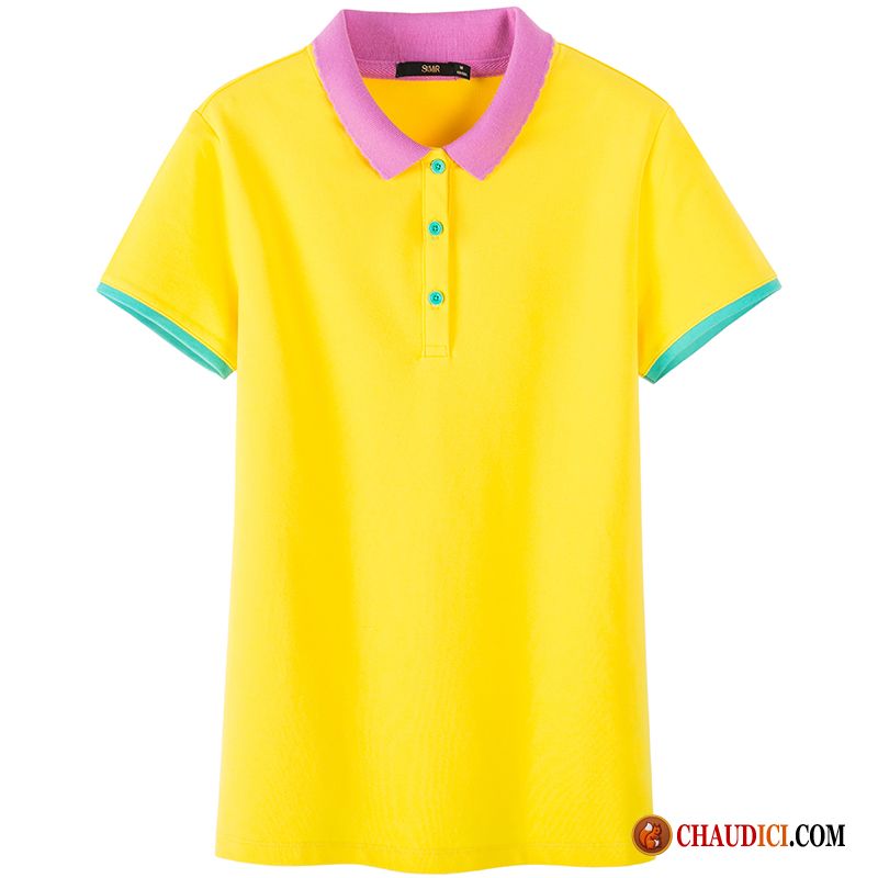 Tee Shirt Dentelle Femme T-shirt Courte Couleur De Contraste Une Veste Été