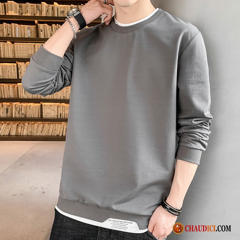 Tee Shirt Manche Longue Homme Marque Hoodies Blanc Printemps Longues Marque De Tendance En Vente