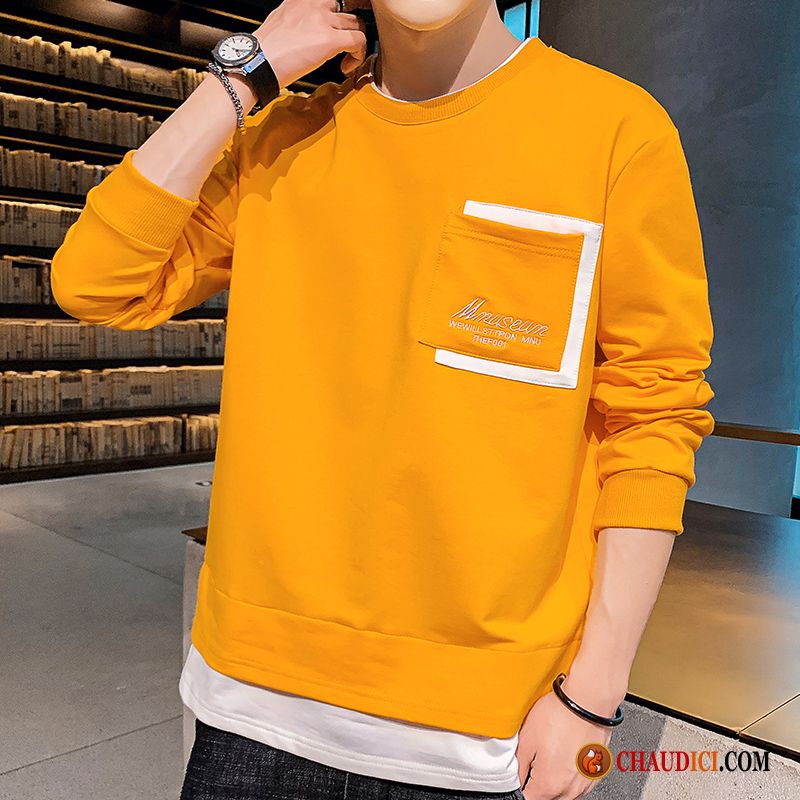 Tee Shirt Manche Longue Homme Marque Hoodies Blanc Printemps Longues Marque De Tendance En Vente