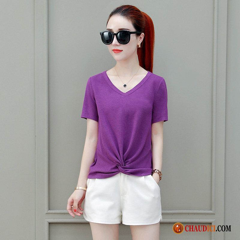 Tee Shirt Sympa Femme Une Veste Ultra Baggy Été Violet Pas Cher