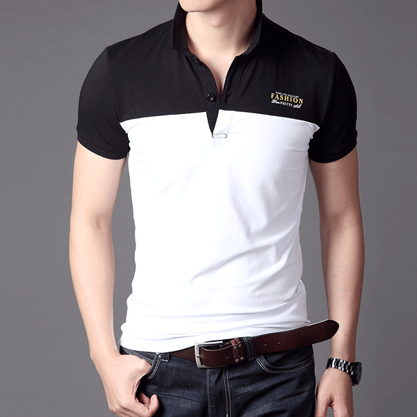 Tee Shirt Tunisien Homme Homme Cravate Revers Roulé Polo Slim Pas Cher