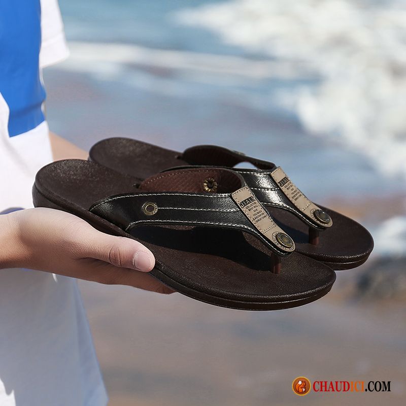 Tongs Noir Et Blanche Homme Tendance Plage Outwear Tongs Chaussons Homme Pas Cher