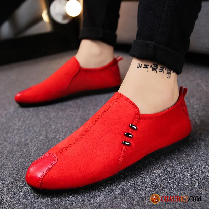 Vente Chaussure Homme Tendance Rouge Décontractée Flâneurs Noir