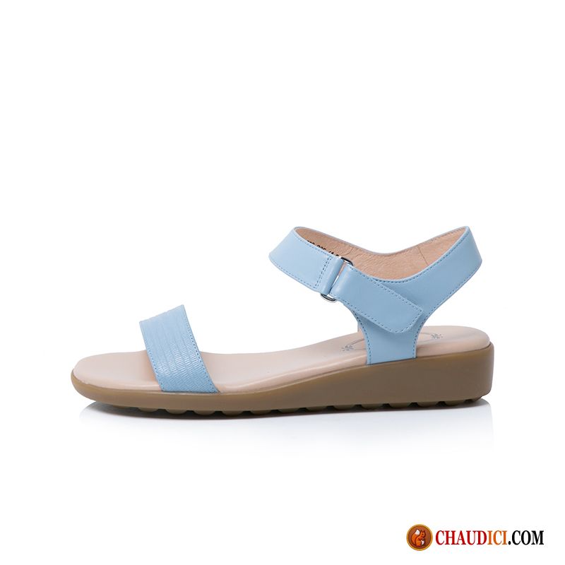 Vente Sandales Chaussure Azur Peau De Mouton Simple Sandales Été Cuir Pas Cher