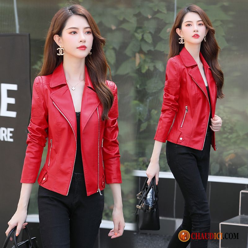 Veste Cintrée Noire Femme Rouge Élégant Personnalité Mode Tempérament Pas Cher