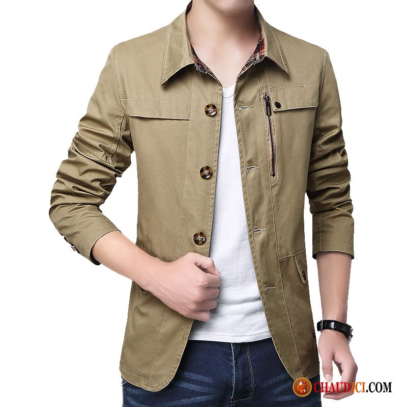 Veste Cuir Homme Solde L'automne Manteau Veste Coupe Vent Printemps En Ligne