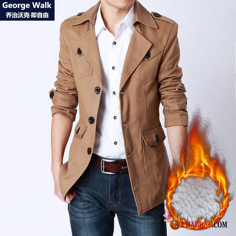 Veste D Hiver Homme Marque Beige Jeunesse L'automne Clearance À Vendre Plus De Velours Slim