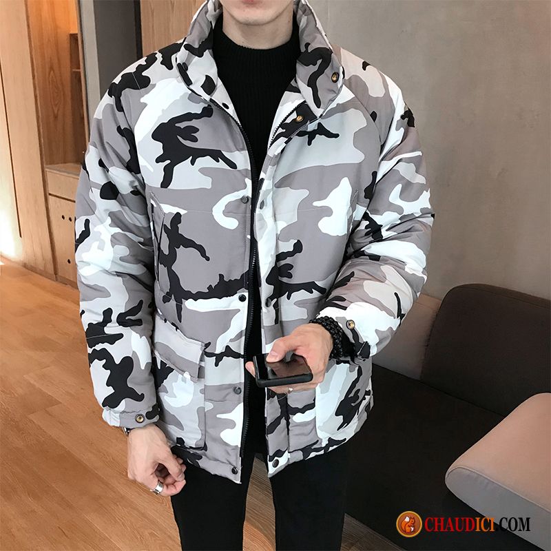 Veste En Coton Classe Pour Homme Hiver Épaissir Tendance Beau Camouflage