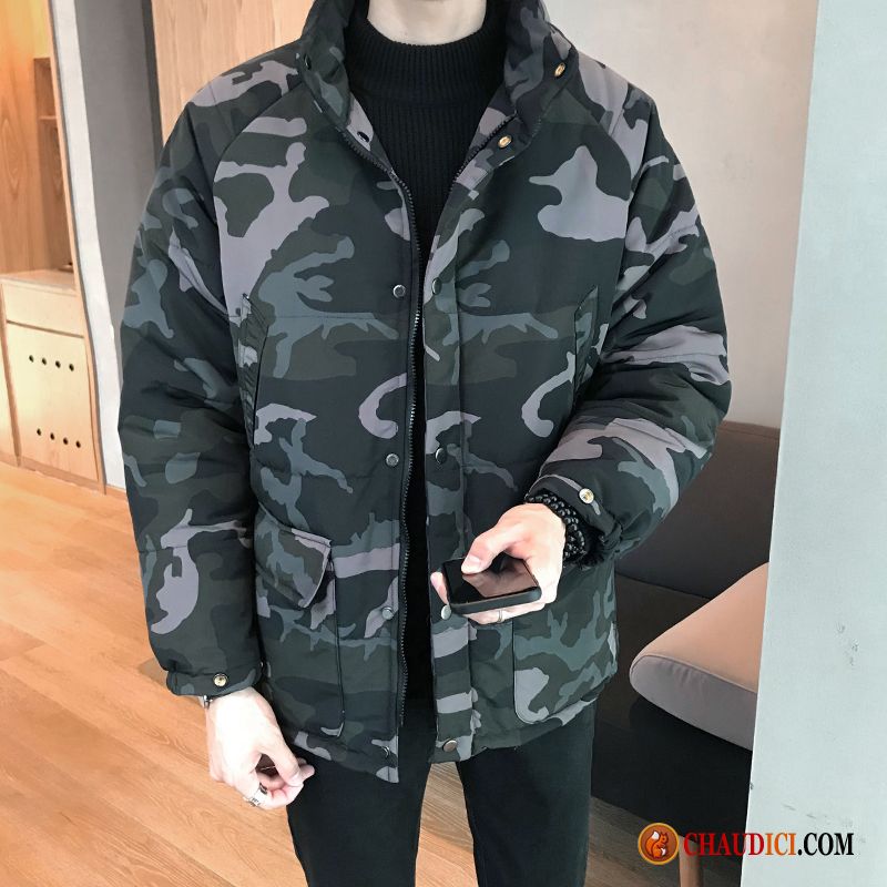 Veste En Coton Classe Pour Homme Hiver Épaissir Tendance Beau Camouflage