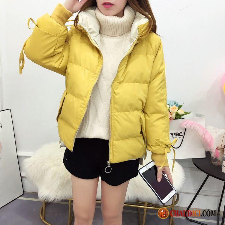 Veste En Coton De Printemps Femme Jaune Manteau En Coton Manteau Baggy Court