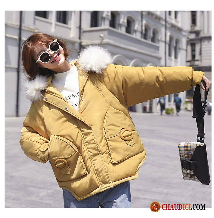 Veste En Coton En Cuir Femme Cintrée Peachpuff Jaune Mode Mince L'automne Personnalité