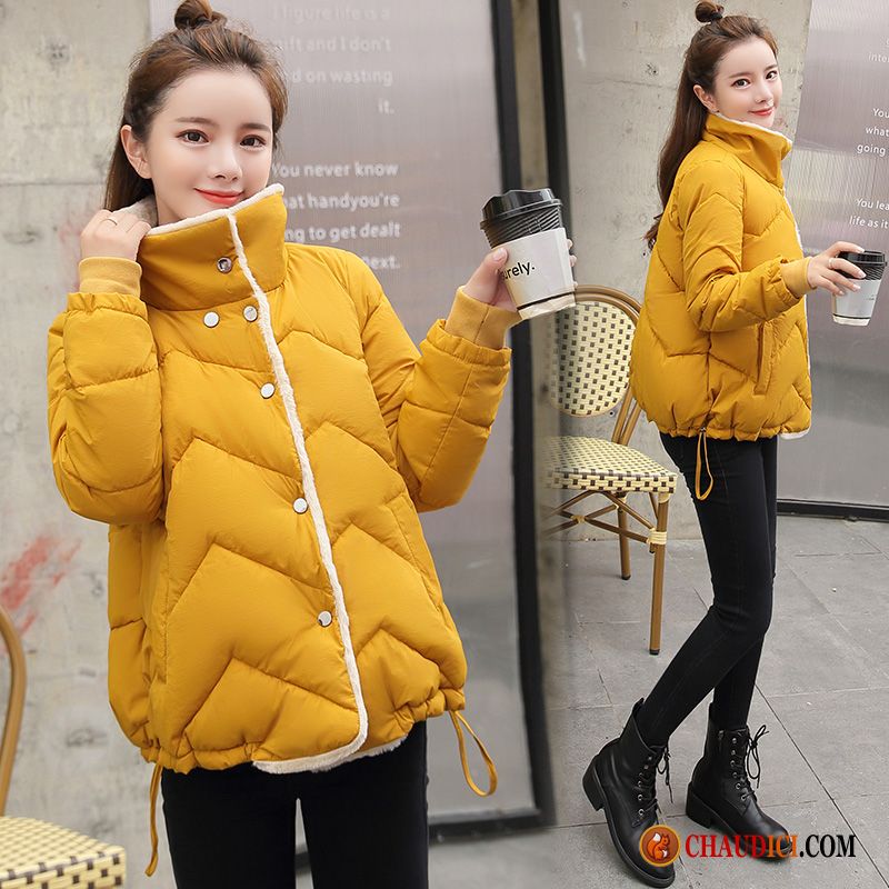 Veste En Coton Femme Fashion Élégant Décontractée Vêtements Matelassé Jaune Mode Pas Cher