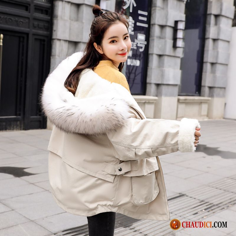 Veste En Coton Femme Simili Cuir Jambe Droite Manteau En Coton Jaune Capuche Longue En Ligne