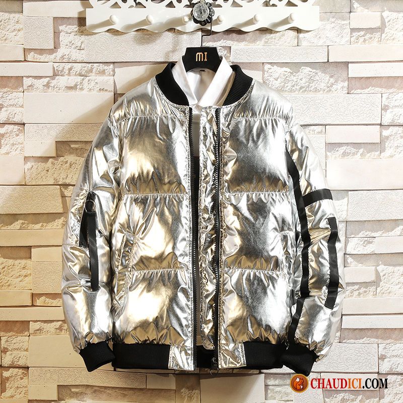 Veste En Coton Homme Original Vêtements Matelassé Marque De Tendance Argent Manteau En Coton Baggy