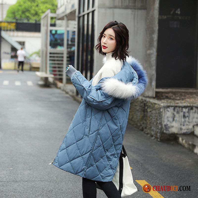 Veste En Coton Simili Cuir Femme Bleu Saphir Bleu Vêtements Matelassé Matelassée Femme Manteau En Coton