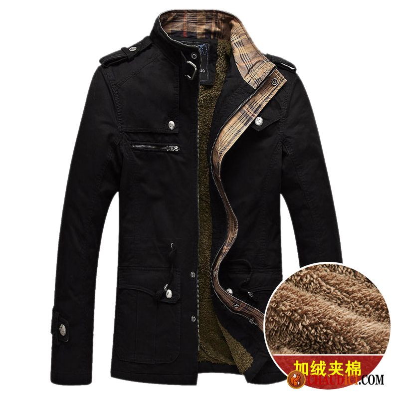 Veste En Cuir Cintrée Homme Homme Vêtements Matelassé Épaissir Hiver Manteau En Coton En Vente