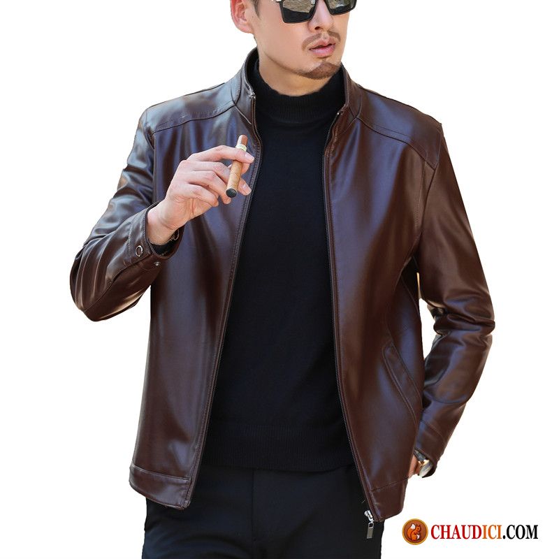 Veste En Cuir Costume Avec Jean Grande Taille Homme Vestes En Cuir Manteau Revers Roulé