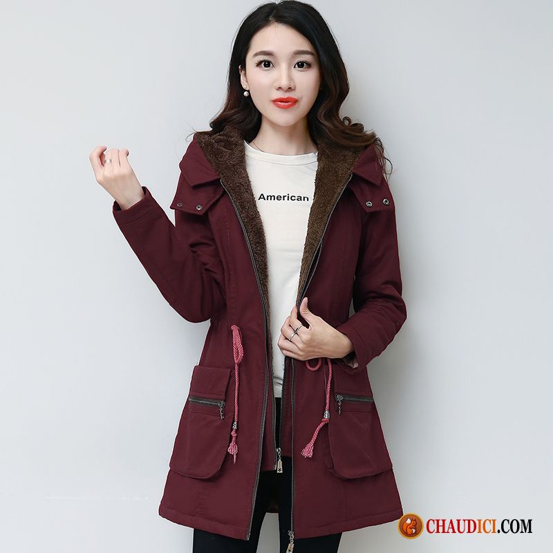 Veste En Daim Femme Vêtements D'hiver L'automne Longue Capuche Manteau En Coton En Ligne