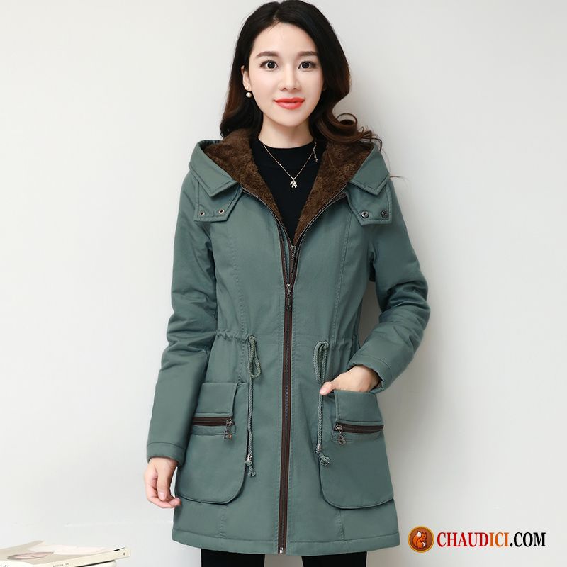 Veste En Daim Femme Vêtements D'hiver L'automne Longue Capuche Manteau En Coton En Ligne