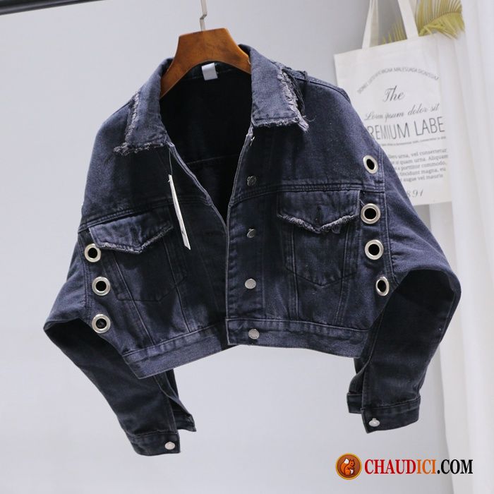 Veste En Jean Grise Femme Chauve Souris Femme Baggy Tendance Bord Pas Cher