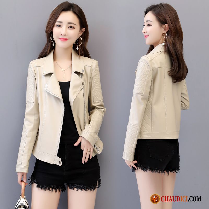 Veste En Toile Femme Pu Femme Une Veste Manteau Court Pas Cher