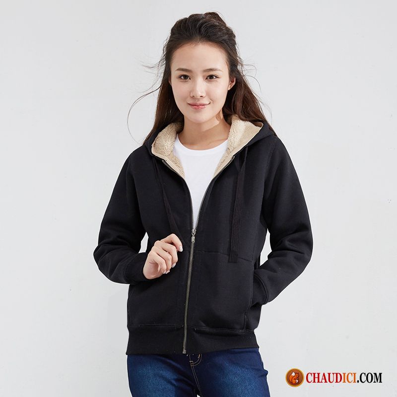 Veste Femme Courte Cardigan Capuche Coton Bio Plus De Velours L'automne Soldes