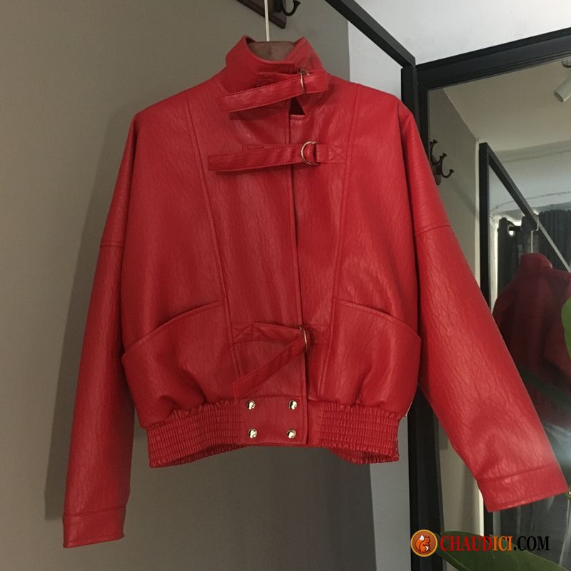 Veste Femme Fourrure Baggy Cuir Dame Manteau Vêtements Moto