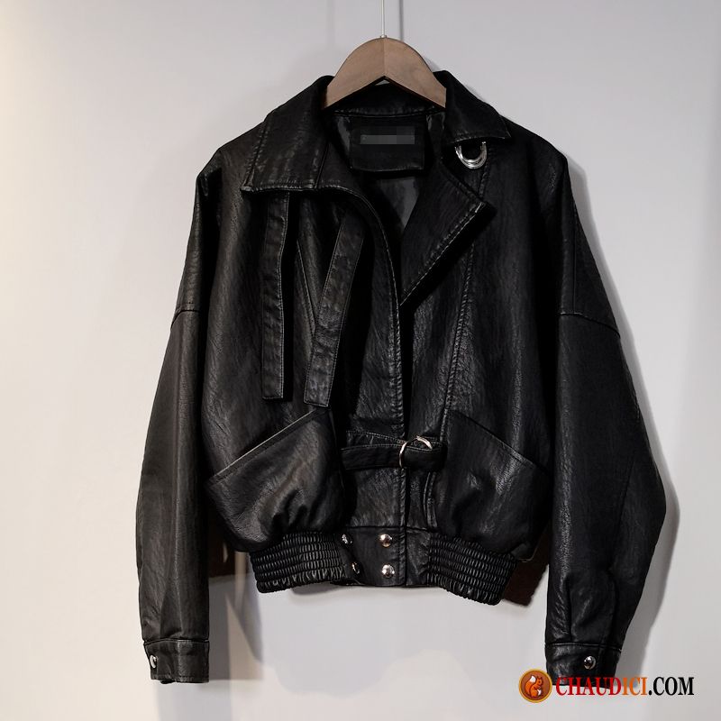 Veste Femme Fourrure Baggy Cuir Dame Manteau Vêtements Moto