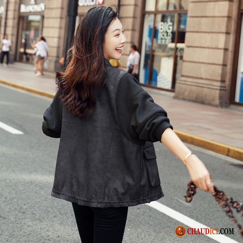 Veste Mi Saison Femme Corail Veste Vestes En Cuir Printemps Gris L'automne