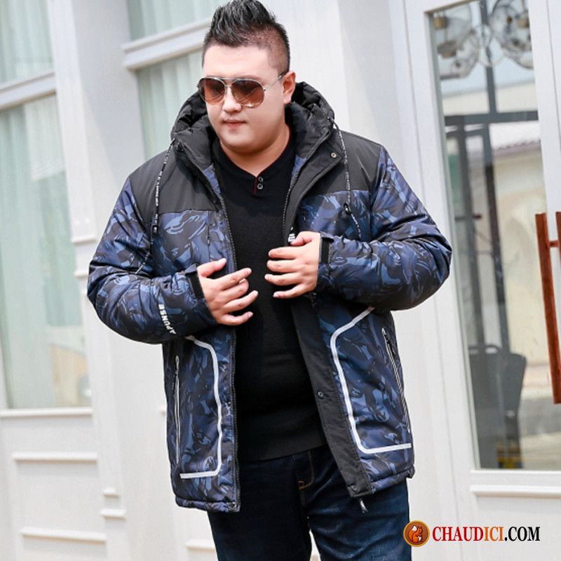 Veste Sans Manche Homme Bleu Hiver Grande Taille Manteau En Coton Gros