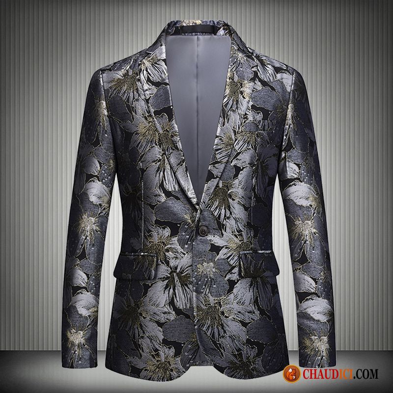 Vetement Homme Blazer Broderie Fleur Abeille Décontractée Slim