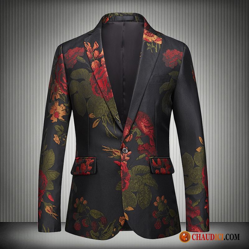 Vetement Homme Blazer Broderie Fleur Abeille Décontractée Slim