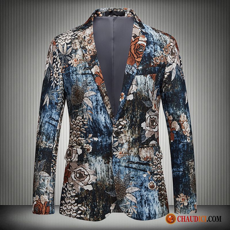 Vetement Homme Blazer Broderie Fleur Abeille Décontractée Slim