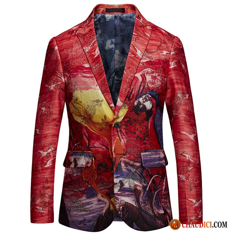 Vetement Homme Blazer Broderie Fleur Abeille Décontractée Slim