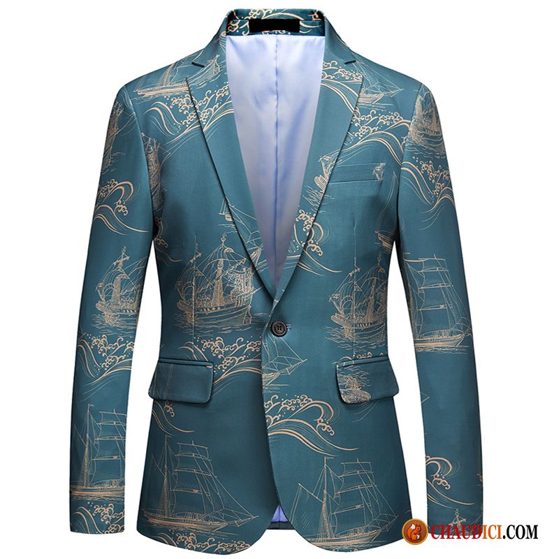 Vetement Homme Blazer Broderie Fleur Abeille Décontractée Slim