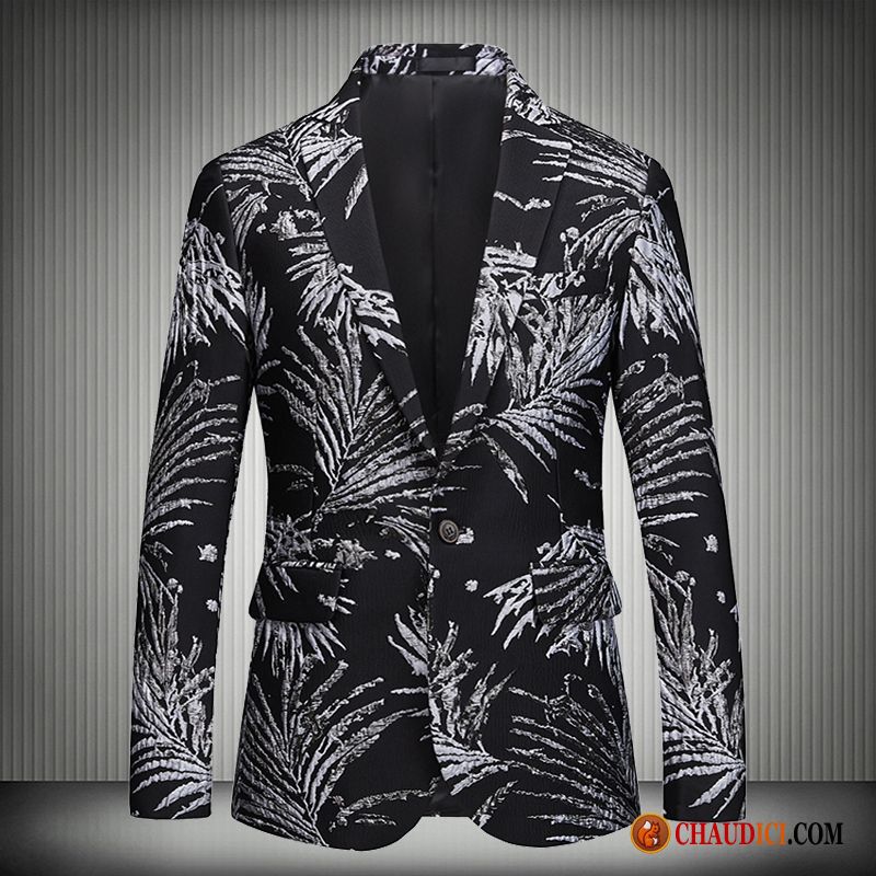 Vetement Homme Blazer Broderie Fleur Abeille Décontractée Slim