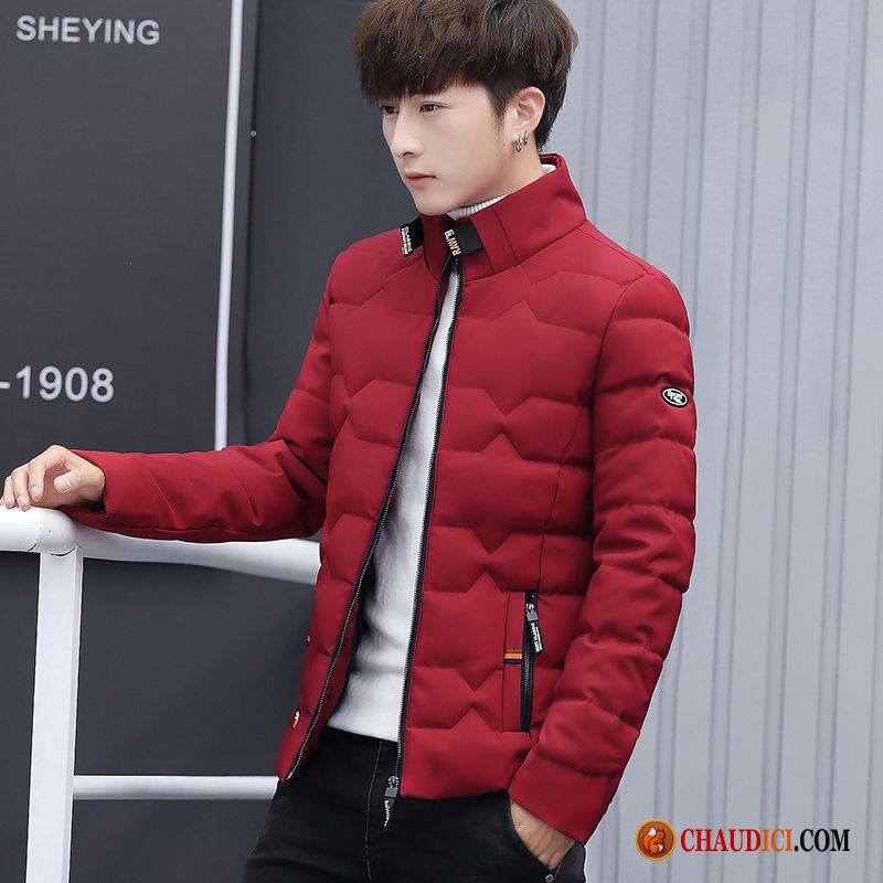 Vetement Homme Veste En Coton Rouge Hiver Vêtements Matelassé Matelassée Tendance En Vente