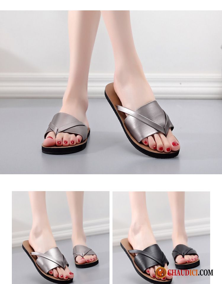 Surwin Mules Et Sabots Femme, PU Chaussons Mules Femme Été Pantoufles