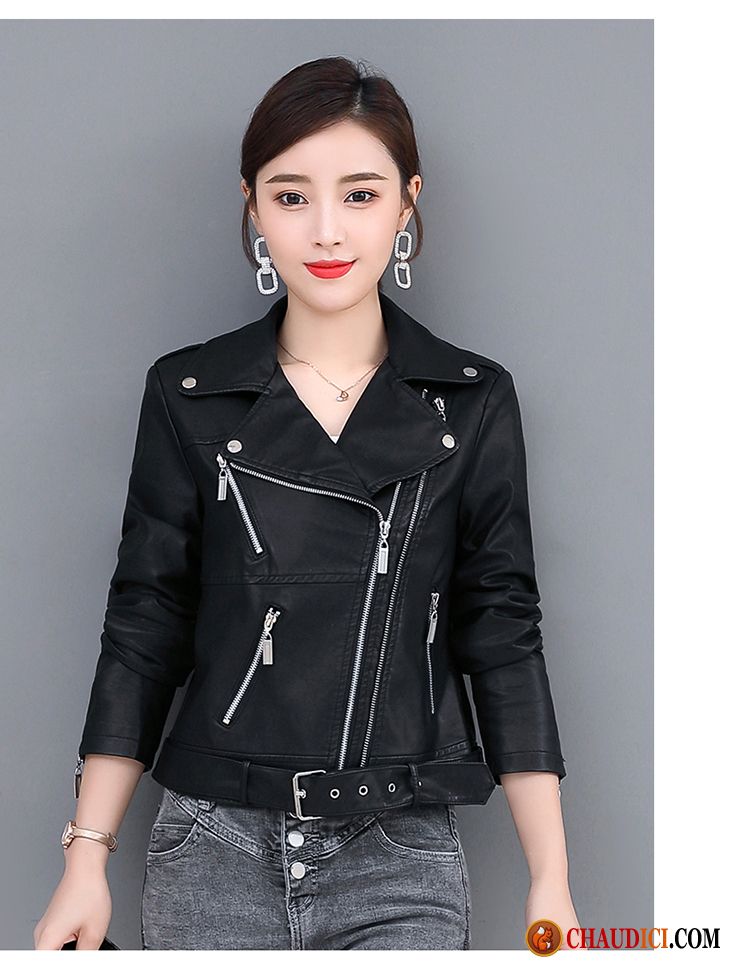 Veste En Cuir Femme - Fermeture éclair, Sans Capuche, Coupe Classique Et élégante - Idéale Mi-saison, Voyage, Style Rétro-moderne