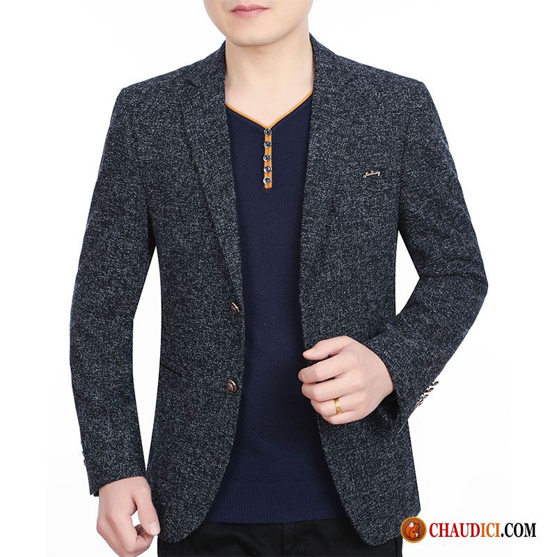 Blazer Bleu Homme Manteau Printemps Costume Une Veste De Travail Pas Cher