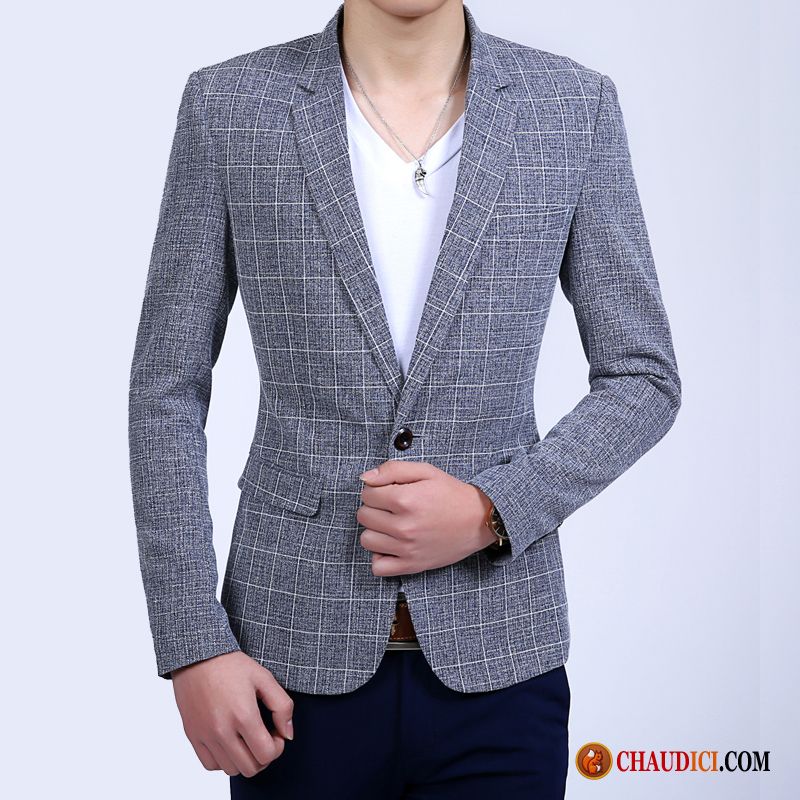 Blazer Complet Homme Pas Cher Homme Beau Gris Tendance Blazer