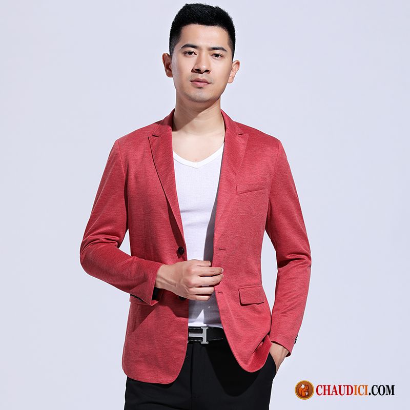 Blazer Homme Bleu Soldes Jeunesse Une Veste Rouge Printemps Clearance À Vendre