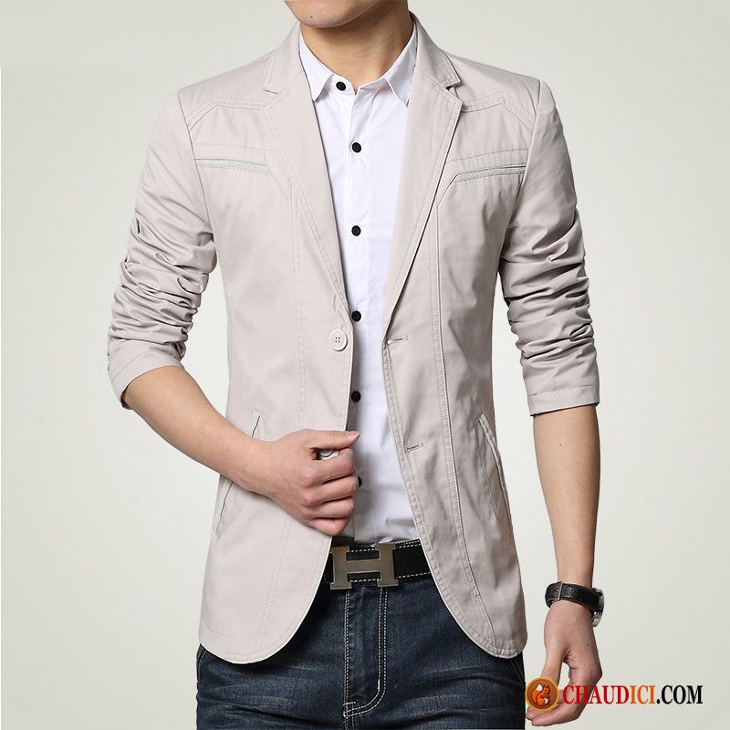 Blazer Homme Gris Foncé Beige Petit Costume Grande Taille Jeunesse Décontractée Manteau En Ligne