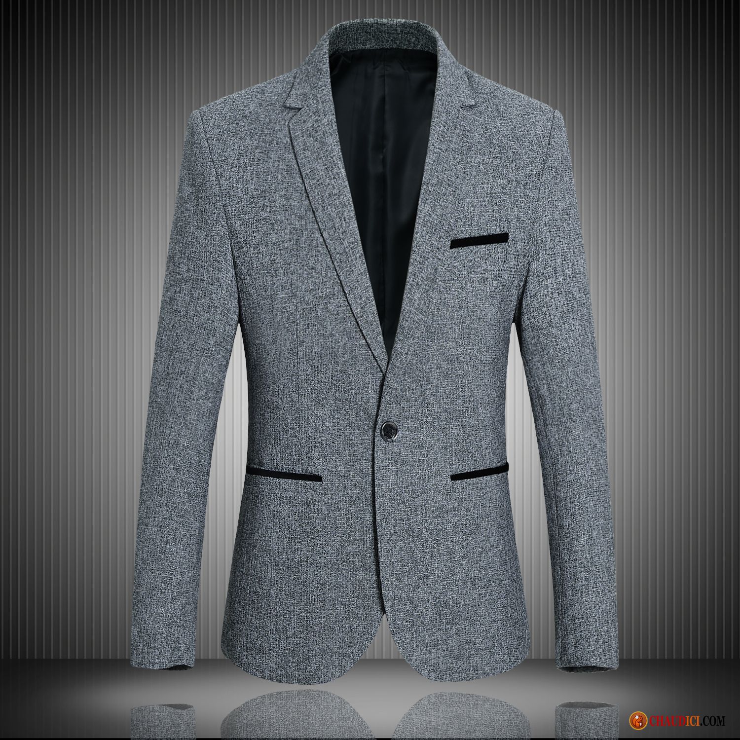 Blazer Homme Noir Slim Costume Décontractée Manteau De Travail Gris