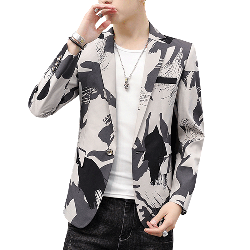 Blazer Moderne Homme Pérou Printemps Jeunesse Camouflage Décontractée Slim