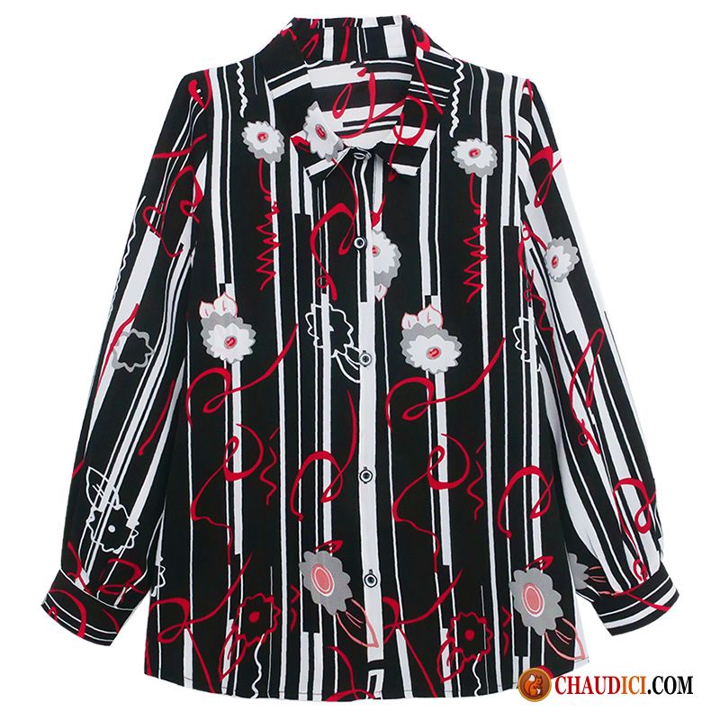 Blouses Et Chemisiers Femme Mousseline De Soie Chemisier Longues Noir Rétro